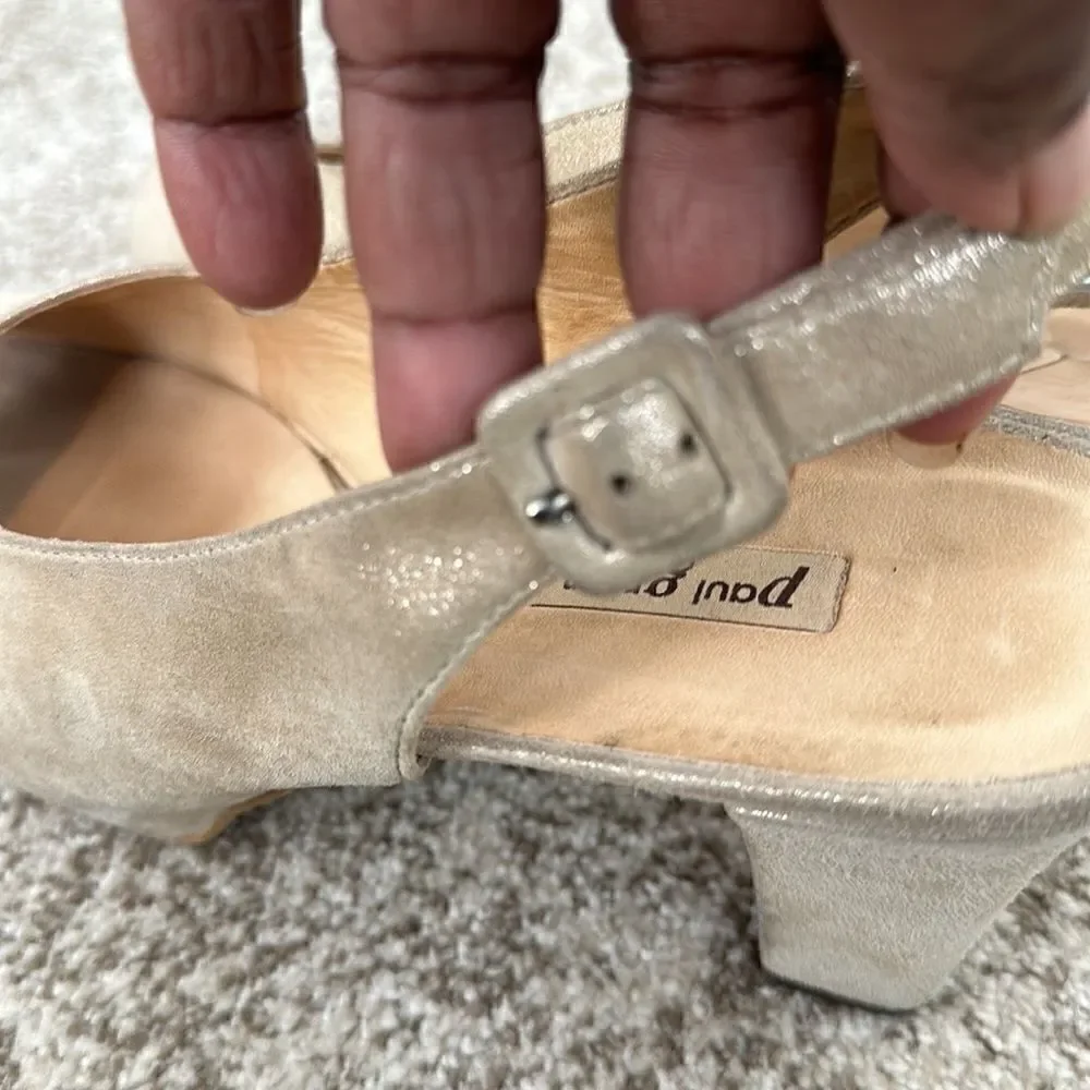 Paul Green Tan Leather Slingback Platform Heels 10